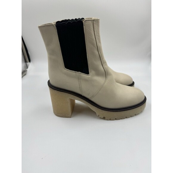 Free People James Chelsea Chunky Heel Boot White Cream Womens Us 9 /EU Size 39.5 - Picture 3 of 16